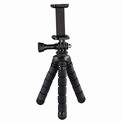 HAMA | Tripé para smartphone e GoPro (tripé para telemóvel e câmara GoPro até 14 cm, pernas antiderrapantes), preto