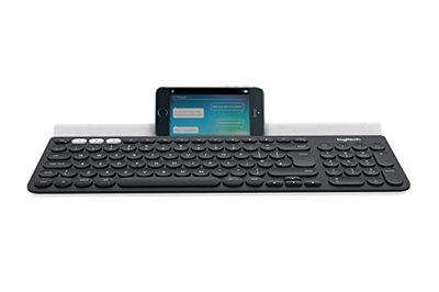 Logitech K780 Tastiera Wireless, Layout Inglese Qwerty, Grigio Scuro/Bianco
