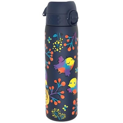 ION8 Botella Agua, 500ml, a Prueba de Fugas, Fácil de Abrir, Cerradura Segura, Apta para Lavavajillas, Sin BPA, Asa de Transporte, Fácil de Limpiar, Neutro en Carbono, Diseño Aves