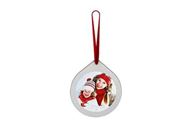 Adventa Christmas Round Flat Bauble Decoration, Personalised Photo Glass Ornament – Gift or Display at Home
