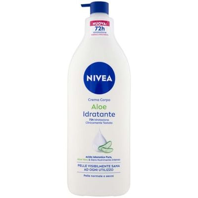 NIVEA Kroppskräm Aloe fuktgivande 500 ml, 72h kroppsfuktighetskräm berikad med ren hyaluronsyra, Aloe Vera och Serum Intensiv näring, fuktgivande kroppskräm torr eller normal hud