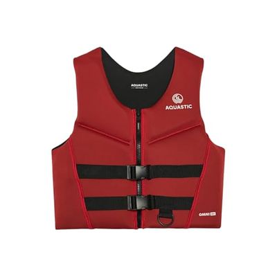 AQUASTIC Omni 50N Belay Chaleco - Neopreno, ISO 12402-5, Ideal para Sup, Kayak y Bote Inflable, Ligero y cómodo (Rojo, XS)
