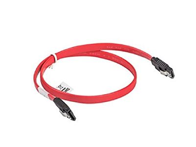 Lanberg CA-SASA-14CU-0050-R Sata Data Plug "III (7pol)" kabel met metalen klemmen, 50 cm rood