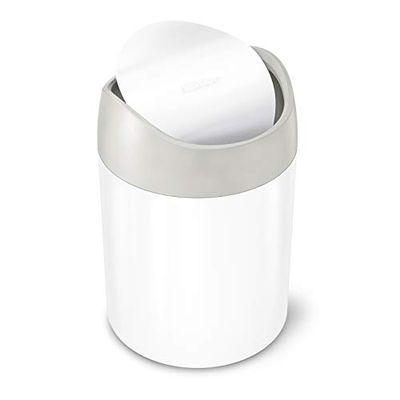 simplehuman, mini poubelle, acier blanc, 1.5 litres