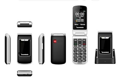 Sunstech CELT23, telefon komórkowy dla seniorów, łatwy w użyciu z pokrywą, duże klawisze, przycisk SOS, ekran 2,4 cala, szybkie połączenie, głośny dźwięk, radio FM, bateria 1100mAh, łatwa obsługa,