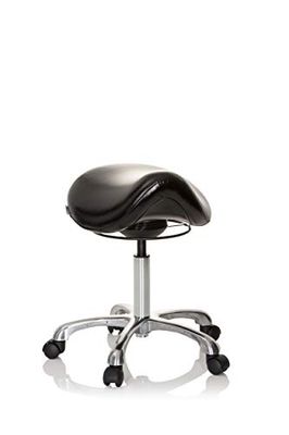hjh OFFICE 702310 werkkruk Ortho SIT kunstleer zwart ergonomische zadelkruk met wielen, in hoogte verstelbaar