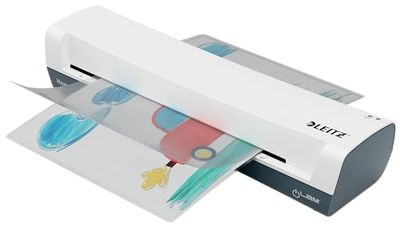 Leitz iLAM Home Laminator, Vit A3-lamineringsmaskin, Snabb Uppvärmningstid på Tre Minuter, Fickor med 75-125 Mikron, Inkluderar Startpaket med Fickor, 74320001