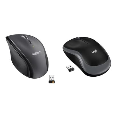 Logitech M705 Marathon Mouse Wireless, Ricevitore USB Unifying 2,4 GHz, 1000 DPI & M185 Mouse Wireless, 2,4 GHz con Mini Ricevitore USB, Durata Batteria di 12 Mesi