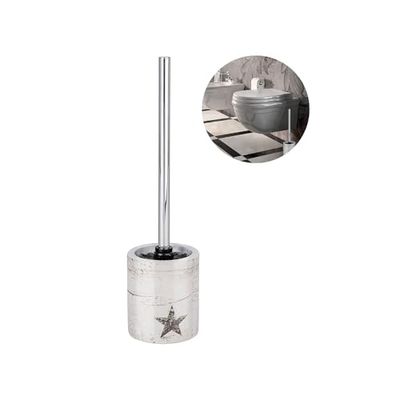 Toiletborstel en houder voor badkamer, toiletborstel, van keramiek, 10 x 10 x 38,5 cm, grijs