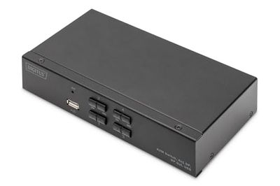 DIGITUS Displayport KVM-Switch - 4-Port Single-Display - 4 PC 1 Moniteur - 1x Souris, Clavier & Audio pour 4 Ordinateurs - UHD 4K@60Hz (4096 x 2160p) - Commutateur Hot-Key - 1x Hub USB 2.0 - Noir