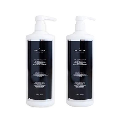 Valquer Ultrasound Conductive Gel for Face and Body. Professional use in radiofrequency, Laser Hair Removal, microcurrents, IPL, and cavitation. Water-Based, colorless and odorless. 2 Units of 1L.