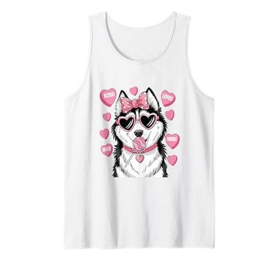 Husky Dog Coquette Candy Valentines Day Pet Lover Hearts Canotta