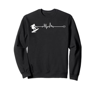 Wakeboarder, silhouette, wakeboard, cuore, battito cardiaco, cuore Felpa