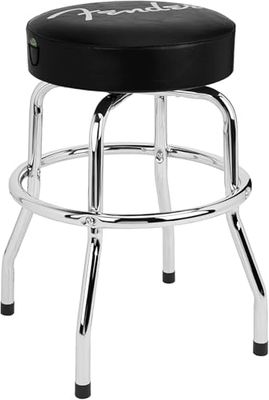 Fender® Spaghetti Logo Pick Pouch Barstool, Black/Chrome, 24"