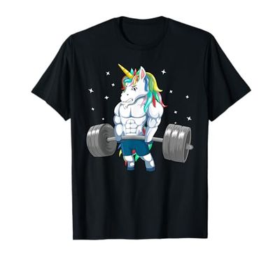 Unicorno sollevamento pesi fitness palestra Deadlift divertente regalo Maglietta