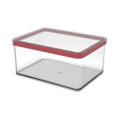 Rotho Loft Scatola Rettangolare con Coperchio e Guarnizione, Plastica (SAN) senza BPA, Trasparente/Rosso, 2.25 L, 20.0 x 15.0 x 9.6 cm