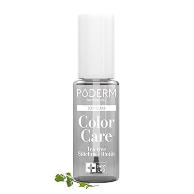 PODERM - TOP COAT Protective - Enriched with TEA TREE - Ensures long-lasting colour - Prevention & Treatment for Yellow/Damaged Nails - Natural & Vegan Ingredients - Swiss Lab