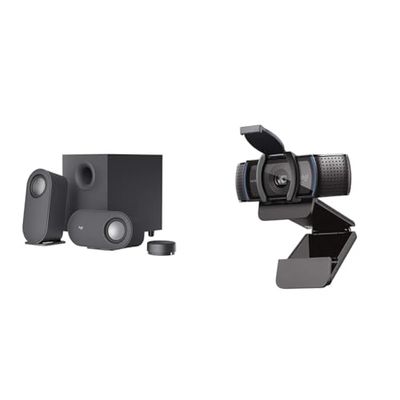 Logitech Z407 Altoparlanti Bluetooth per computer con subwoofer e controllo wireless & C920S HD Pro Webcam, Videochiamata Full HD 1080p/30fps, Audio Stereo Chiaro