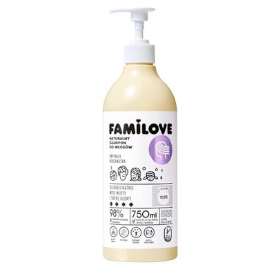 YOPE Champú FAMILOVE | Per tutta la famiglia, adulti e bambini | Aceite de mandorlas y oliva | Todo tipo de cabello y cuero | 98% Ingredienti naturali | Formula vegana | Bergamotto in fiore | 750 ml