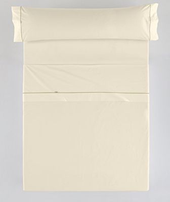 Juego de sábanas color crema Cama de 90 (3 piezas) - 100% algodón - 144 hilos. Gramage: 115