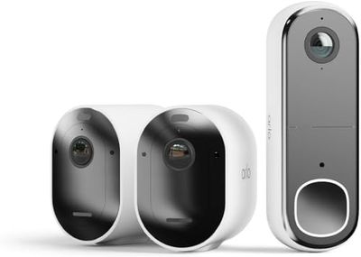 Arlo Pro 5 Security Camera Outdoor Wireless with SmartHub Local Storage, 2K Outdoor Camera Kit with Rechargeable Battery, Free Trial of Secure, Advanced Colour Night Vision, 2 Cameras, White