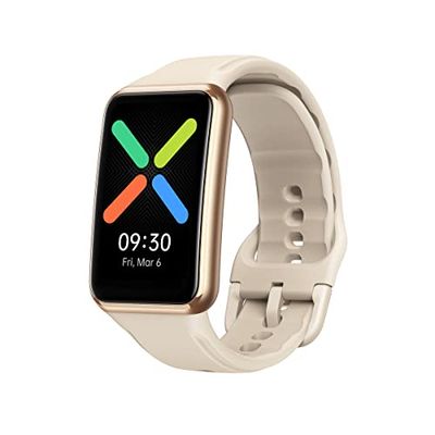 OPPO Watch Free - 1,4 inch AMOLED-display – uniseks smartwatch – slaap- en hartbewaking SpO2 en snurken – 128 MB geheugen – verwisselbare armband – batterijduur 14 j – beige [Franse versie]