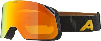 ALPINA Blackcomb Q-LITE Lunettes de ski élégantes pour homme et femme, anti-buée, circulation de l'air efficace, verre miroir, noir-jaune mat