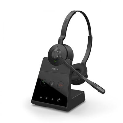Jabra Engage 65 Casque DECT Stereo - Casque Sans Fil Certifié Skype Entreprise avec Suppression Avancée du Bruit pour Téléphones Fixes et Softphones - Noir - Version UE