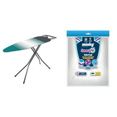 Minky Extra Wide Large Ironing Board with Steam Generator Iron Compatible Rest, HH40707103K, Black & Thick Felt Pad, White, Large