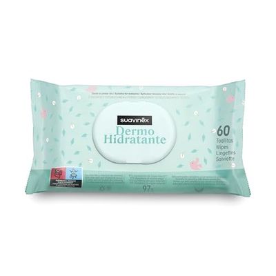 Suavinex, Paquete de 60 Toallitas Dermohidratantes para Bebés, Aptas Pieles Sensibles y Atópicas, Toallitas Húmedas con Aloe Vera y Extracto de Camomila, 97% Ingredientes Origen Natural