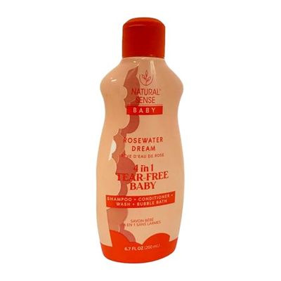Dr. Natural 4-in-1 Tear-Free Baby - Head-to-Toe Baby Soap and Baby Shampoo - Bubble Bath for Kids - Moisturizing Body Wash - Rosewater Dream - 200 ml