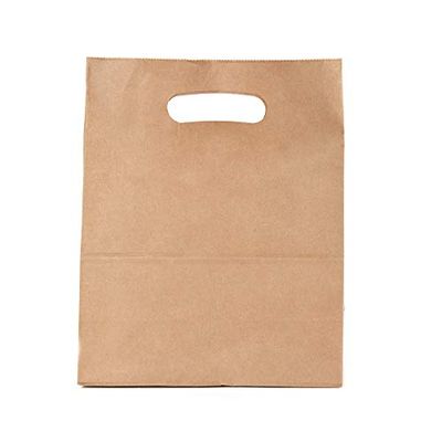Borse di Carta Kraft con Manici, Marrone, Ecologica, Biodegradabile, Adesivo di Sicurezza 28 x 15 x 28 cm 70 gr 250 pz Pacchetto