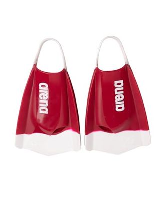 Arena Powerfin Pro II Unisex, vuxna simträningsfenor, män och kvinnor, silikon, simfötter med korta flikar, vänster till höger, anpassade, kardinal röd/vit, storlek 6–7