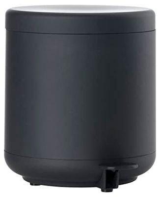 Zone Denmark Ume - Caixote do lixo para casa de banho com pedal (19,5 cm de diâmetro, 22 cm de altura, 4 litros, com caixote interior removível e fecho suave, cor preta