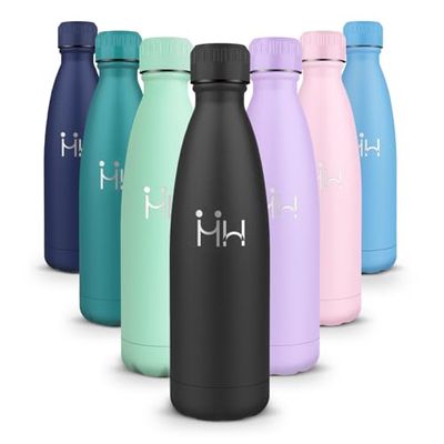 Gourde Isotherme 500ML - Bouteille Isotherme sans BPA, Gourde Inox Étanche, Réutilisable, Gourde Sport, Processus de revêtement en Poudre, Gourde Thermos, Gourde Metal pour Running, Bureau, École