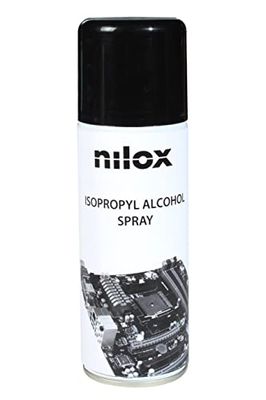 Nilox, Spray Alcool Isopropilico, Rimuove Olio, Grasso e Ossidi da Dispositivi Meccanici, Pulizia Schede Elettroniche, Dispositivi Ottici e Unità Disco, Pulizia Delicata ed Efficace, Formato 200 ml