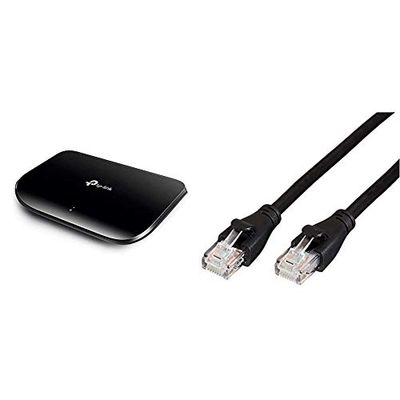 TP-Link TL-SG1005D Switch Ethernet Gigabit 5 Ports 10/100/1000 Mbps& Amazon Basics Câble réseau Ethernet RJ45 catégorie 6-1,5 m