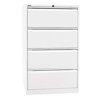 Bisley H61101 – Armario, doppelbahnig, DIN A4, 4 cajones, HR de Metal, 696 Tráfico Color Blanco, 62.2 X 80 X 132.1 cm