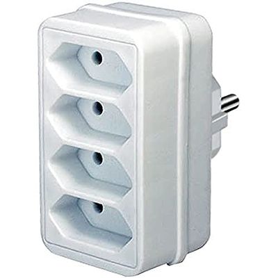 Brennenstuhl Tomada múltipla para tomada de energia (adaptador de tomada para 4 tomadas de energia euro, tomadas com maior proteção acidental) branco
