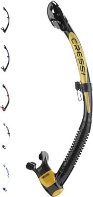Cressi Itaca Ultra Snorkel, droge snorkel om te duiken, apneu en snorkelen, uniseks, volwassenen, zwart/goud, zwart/goud