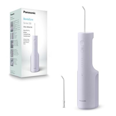 Panasonic Serie 300 Irrigador bucal EW-DJ26-V303, Irrigador Bucal para Dientes, 200 ml, IPX7, 2 Boquillas Regulares, 5 Configuraciones De Presión, Accesorio De Viaje, Morado