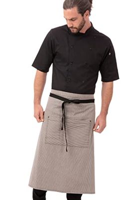 Chef Works AW051-BLK-0 Portland Fine Stripe Bistro Apron, Grey