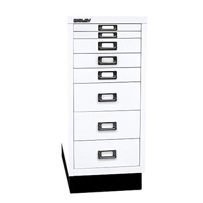 BISLEY MultiDrawer, 29-serie met sokkel, DIN A4, 8 laden, metaal, 696 verkeerswit, 38 x 27,9 x 67 cm