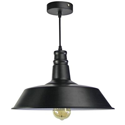 LAES - Candeeiro de teto suspenso metálico vintage, preto mate, 38 x 37 mm