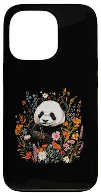 Panda entre coloridas flores silvestres Carcasa para iPhone 13 Pro