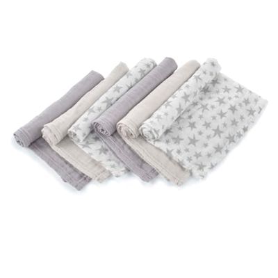Jané Pack de 6 Muselinas Multiusos, Lactancia, Tejido Natural Algodón y Bamboo, Antiácaros, Ecológico, 35x35 cm, Gris