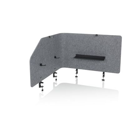 hjh OFFICE Pared divisoria acústica de Escritorio FLEXMIUT T Top 50 x 160 cm Tela de protección de la intimidad, Pared divisoria de Escritorio, Gris, 891015