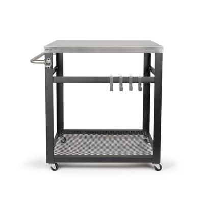 Livoo, Plancha GS147, för utomhusbruk, i rostfritt stål S/S430 och målad metall, 4 hjul, färg: svart/silver. 73 x 50 x 84 cm