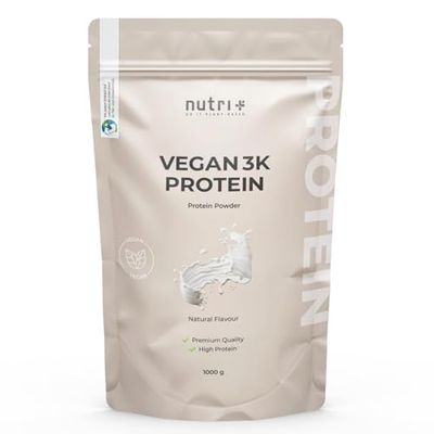 Nutri + Protéines musculation - Vegan Protein neutre sans édulcorant - 83% de protéines végétaliennes 1kg - Protéines naturelles en poudre sans goût - pour la cuisine et pâtisserie