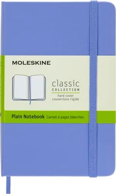 Moleskine - Classic Notebook, Plain Notebook, Hard Cover and Elastic Closure, Size Pocket 9 x 14 cm, Colour Hydrangea Blue, 192 Pages